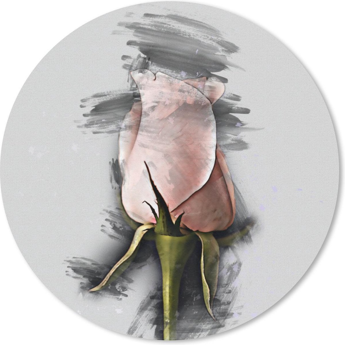 Muismat rond 40x40 cm - Mousepad Rozen - Bloemen - Potlood - Tekening - Ronde muismatten