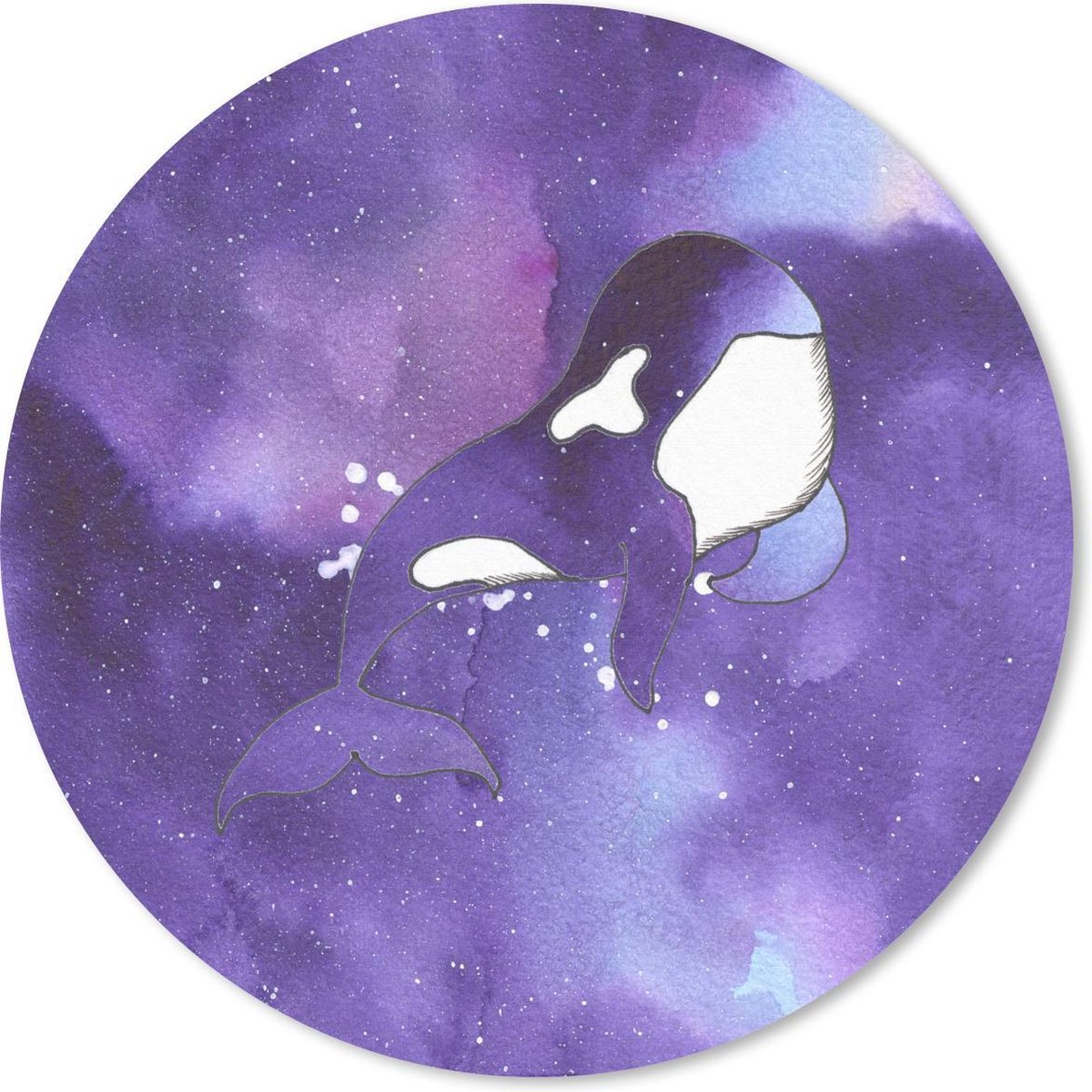 Muismat rond 40x40 cm - Mousepad Orka - Verf - Zee - Paars - Ronde muismatten