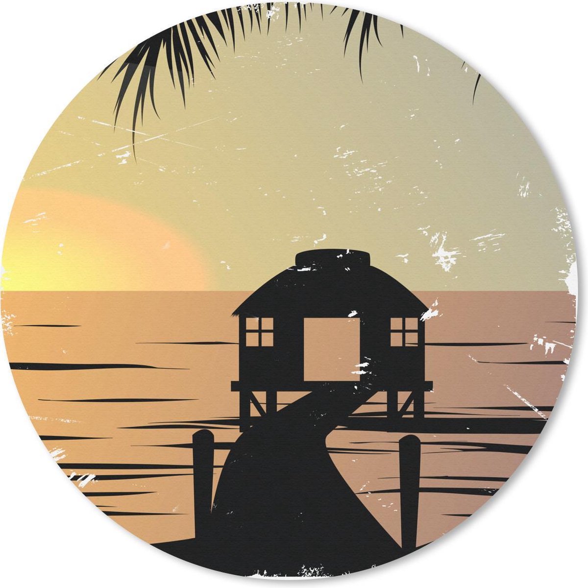 Muismat rond 40x40 cm - Mousepad Hut - Pier - Zee - Tekening - Ronde muismatten