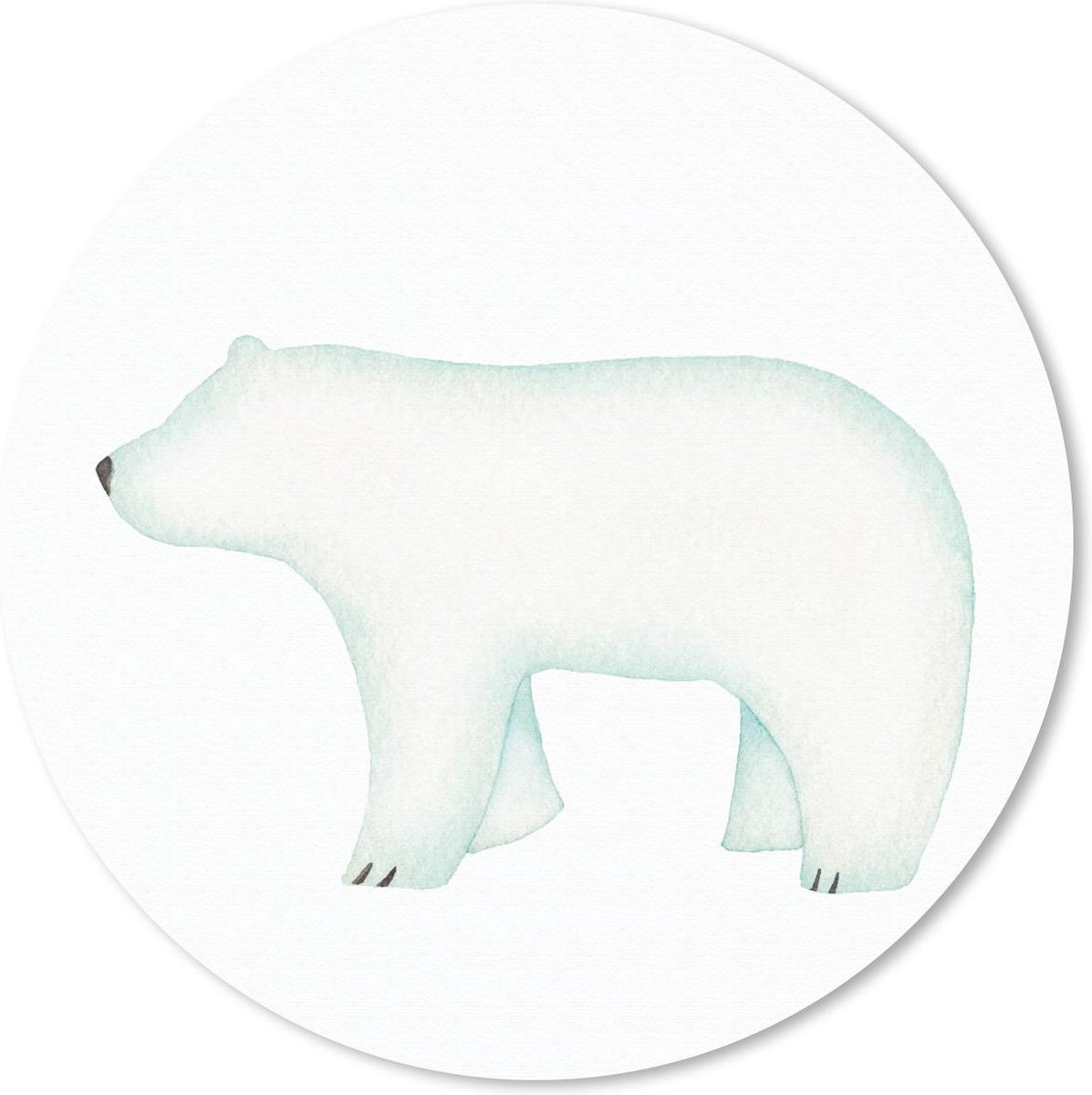 Muismat rond 50x50 cm - Mousepad IJsbeer - Waterverf - Wit - Ronde muismatten