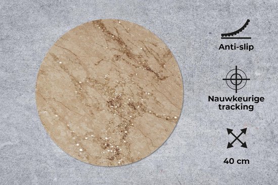 Muismat rond 40x40 cm - Mousepad Marmer - Bruin - Patronen - Ronde muismatten