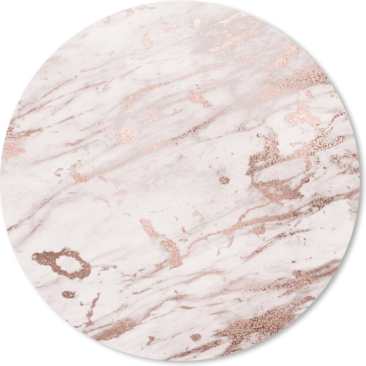 Muismat rond 50x50 cm - Mousepad Marmer - Wit - Roze - Ronde muismatten