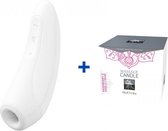 Satisfyer Curvy 1+ - Wit - Luchtdruk Vibrator + Luxe Massagekaars - Framboos Vanille