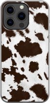 Apple iPhone 13 Pro Telefoonhoesje - Transparant Siliconenhoesje - Flexibel - Met Dierenprint - Koeien Patroon - Bruin