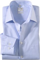 OLYMP Comfort Fit overhemd - wit / blauw gestreept - boordmaat 38