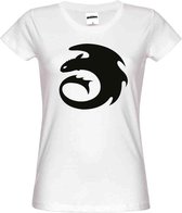 How To Train Your Dragon - Dragons Symbol Dames T-shirt - XXL - Wit