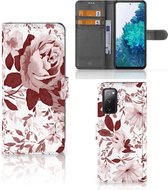 Bookcase Geschikt voor Samsung Galaxy S20FE GSM Hoesje Watercolor Flowers