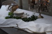 Passion for Linen Luxe tafelkleed Felice 100% linnen, 150 x 350 cm, wit met zandkleurige zoom