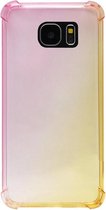 ADEL Siliconen Back Cover Softcase Hoesje Geschikt voor Samsung Galaxy S7 Edge - Kleurovergang Roze Geel