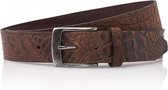 Timbelt - Herenriem - Croco - 4 CM - 100% Leder - Modelnummer 40628 - Bruin