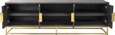 TV-dressoir 4-deuren goud/zwart hout metaal 185 cm (r-000SP35245)