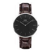 Daniel Wellington Classic Black York DW00100134 - Horloge - Leer - Bruin - Ø 40mm