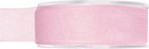 1x Hobby/decoratie roze organza sierlinten 2,5 cm/25 mm x 20 meter - Cadeaulint organzalint/ribbon - Striklint linten roze