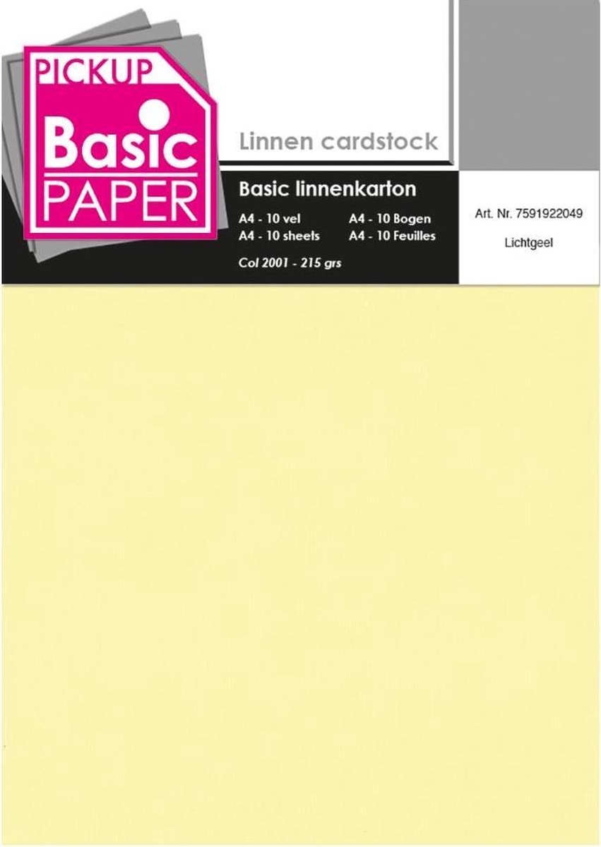 Pickup Basic Linnenkarton A4 Lichtgeel - 10 vel - 215g