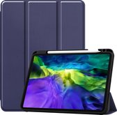 Hoes Geschikt voor iPad Pro 2020 (11 inch) Hoes Book Case Hoesje Trifold Cover Met Uitsparing Geschikt voor Apple Pencil - Hoesje Geschikt voor iPad Pro 11 inch (2020) Hoesje Bookcase - Donkerblauw
