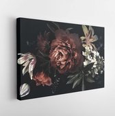 Onlinecanvas - Schilderij - Floral Vintage Card With Flowers.- Art Horizontal Horizontal - Multicolor - 40 X 50 Cm