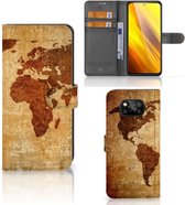 Telefoonhoesje Xiaomi Poco X3 | Poco X3 Pro Wallet Bookcase Wereldkaart