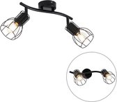QAZQA botu - Moderne Plafondlamp - 2 lichts - L 47 cm - Zwart - Woonkamer | Slaapkamer | Keuken