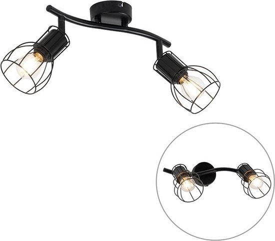 QAZQA botu - Moderne Plafondlamp - lichts - L - Zwart - Woonkamer | Slaapkamer | Keuken