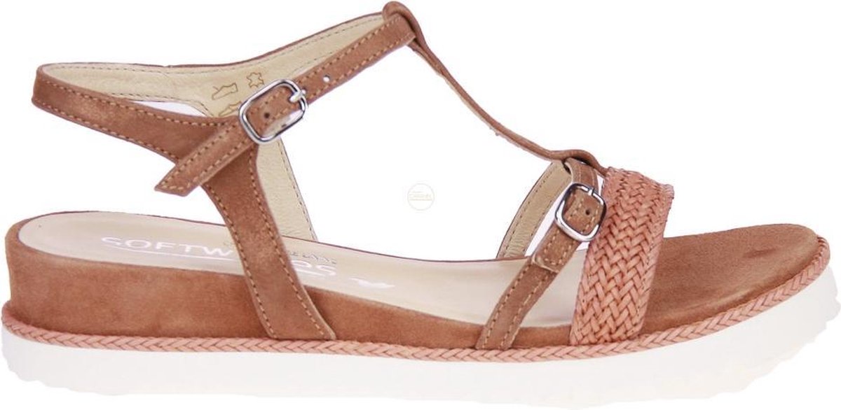 Softwaves Dames cognac caramel sandalen maat 39 bol