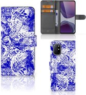 Book Style Case OnePlus 8T Smartphone Hoesje Angel Skull Blue