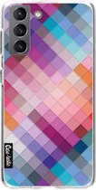 Casetastic Samsung Galaxy S21 4G/5G Hoesje - Softcover Hoesje met Design - Seamless Cubes Print