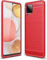 Armor Brushed TPU Back Cover - Samsung Galaxy A12 Hoesje - Rood