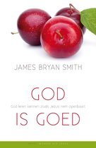 Boekcover met paarse pruimen en titel 'GOD IS GOED'.