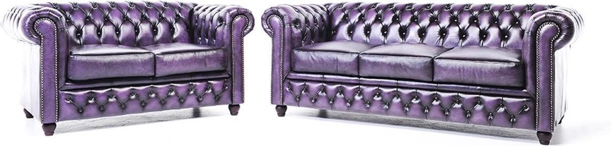 The Original Chesterfield - Brighton - 2- en 3-zitsbank - Zetel Salon - Antiek Paars