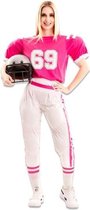 Witbaard Verkleedpak American Football Speelster Roze/wit Mt M/l