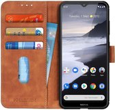 Nokia 2.4 Hoesje Retro Wallet Book Case Bruin