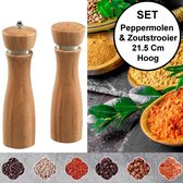 2-Delige SET Pepermolen & Zoutstrooier - FSC® Bamboe hout - Ø6 Hoogte 21.5 Cm - Zout strooier en peper molen - Keramisch maalwerk