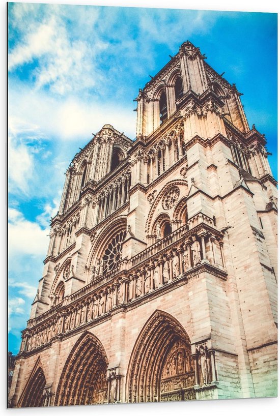 Dibond - Notre-Dame van Parijs - Frankrijk - 80x120cm Foto op Aluminium (Wanddecoratie van metaal)