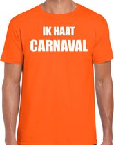 Ik haat carnaval verkleed t-shirt / outfit oranje voor heren - carnaval / feest shirt kleding / kostuum S