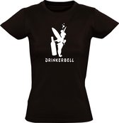 Drinkerbell dames t-shirt | peter pan | dames | vrouwen | bitches | alcohol | wijnen | kado | Zwart