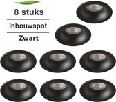 8 Stuks Lybardo Inbouwspot LED - Inbouw armatuur Mila - Rond - Zand Zwart