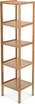 Étagère de salle de bain en Bamboe 5 compartiments - étagère sur pied pour serviettes - armoire de salle de bain - HBD 140 x 34 x 33 cm - design en bois naturel