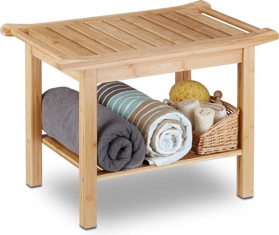 Rudyard Kipling Inzichtelijk Ontslag relaxdays - bamboe badkamer bankje - bankje met schoenenvak - houten bank -  hout | bol.com