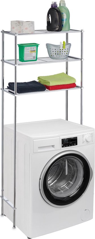 relaxdays wasmachine kast - ombouwkast toilet - ombouw wc - drogerkast - badkamer - zilver