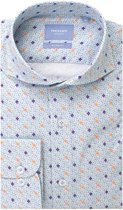Tresanti Heren Overhemd Blauw Fijne Print Extreme Cutaway Tailored Fit - 40