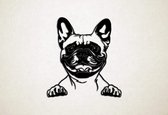 Wanddecoratie - Hond - Franse bulldog 8 - S - 49x45cm - Zwart - muurdecoratie - Line Art