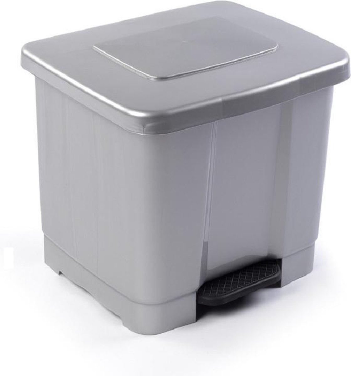 Dubbele afvalemmer/vuilnisemmer 35 liter met deksel en pedaal - Zilver- vuilnisbakken/prullenbakken - Kantoor/keuken