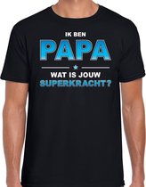 Ik ben papa wat is jouw superkracht - t-shirt zwart voor heren - papa kado shirt / vaderdag cadeau S