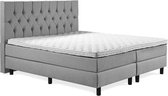 Beddenleeuw Boxspring Bed Tara - 160x210 - Hoofdbord & Pocketvering Matras - Grijs