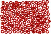 Rocailles. rood metallic. d: 3 mm. afm 8/0 . gatgrootte 0.6-1.0 mm. 500 gr/ 1 doos