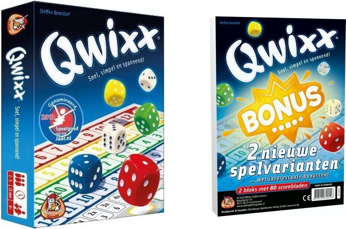 Spellenset - 2 stuks - Qwixx - Basisspel & Scoreblok Bonus