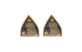 Behave Oorclips goud kleur paars emaille met bloemen en vlinder 3 cm
