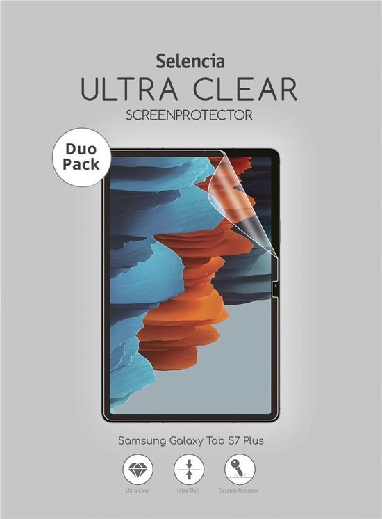 Selencia Screenprotector Geschikt voor Samsung Galaxy Tab S7 FE / Tab S7 Plus / Tab S8 Plus / Tab S9 FE Plus / Tab S9 Plus - Selencia Duo Pack Ultra Clear Screenprotector tablet