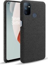 OnePlus Nord N100 Hoesje Stoffen Back Cover Zwart