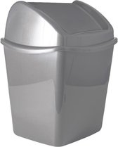 Grijze vuilnisbak/afvalbak met klepdeksel 1,1 liter - Kleine vuilnisbakjes/afvalbakjes/prullenbakjes